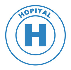 hôpital sur bouton web rond bleu