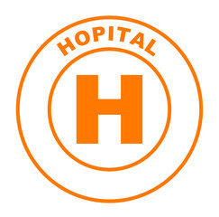 hôpital sur bouton web rond orange