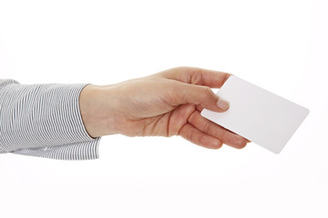 Hand überreicht Visitenkarte 2