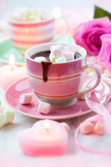 Fototapeta na wymiar Hot chocolate and marshmallow