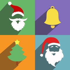 Santa claus and christmas  New Year flat design long shadows