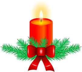 Kerze auf Tannenzweig Weihnachten