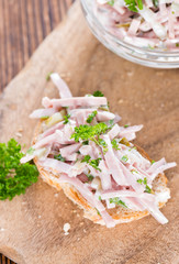 Meat Salad on a baguette