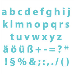 Alphabet klein editierbare Text mit Grafikstile Stempel Petrole