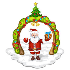 Cute cartoon of a Santa Claus holding a gift box