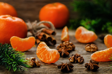 tangerines and ingredients for baking
