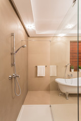 Shower behind the glass