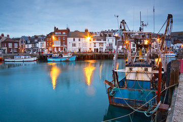 Fototapeta na wymiar Fishing harbour in Weymouth, Dorset, UK.