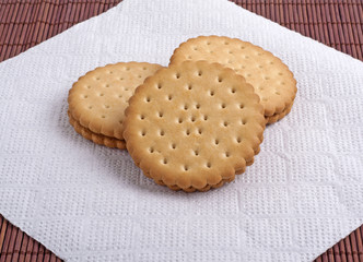 Cookies on a dark background of bamboo