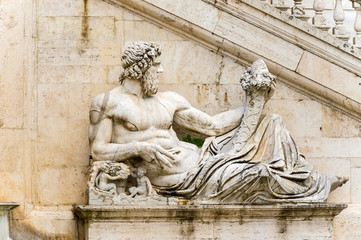 Ancient Roman allegory of Tiber River. Piazza del Campidoglio, P