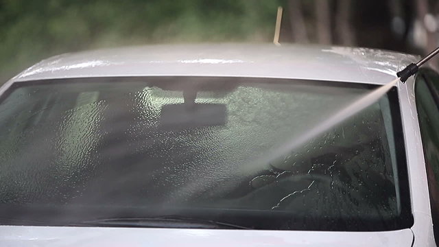 Carwash white car washes slow motion