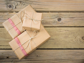 parcels  wrapped in brown paper and string