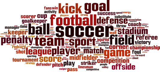 Obraz premium Soccer word cloud concept. Vector illustration