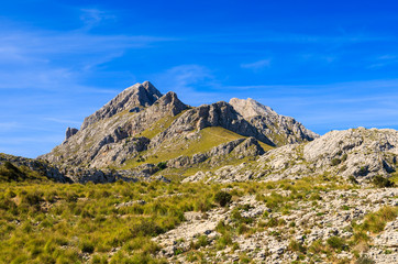 Fototapeta na wymiar View of Tramuntana mountains, Sa Calobra, Majorca island