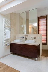 Two washbasins in bathroom