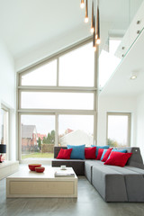 Corner sofa and color cushions