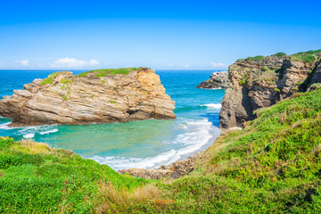Obraz premium Famous Spanish destination, Cathedrals beach (playa de las cated
