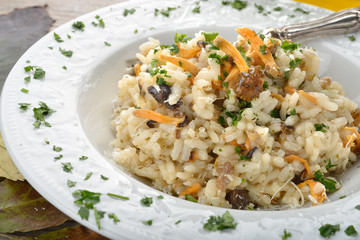 piatto di risotto ai funghi misti