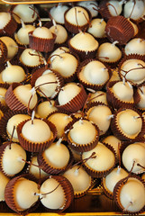 Cherries with white chocolate.