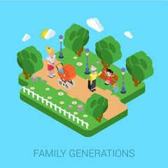 Flat 3d family parenting generations children kid people concept