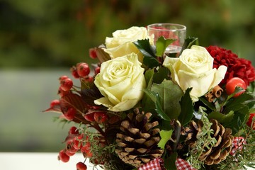 Christmas Centerpiece with Flowers
