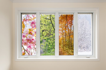 Window view of four seasons - 73954296