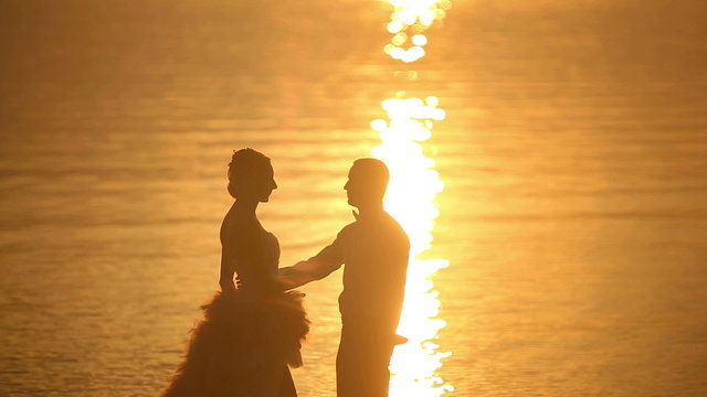 Love couple at sunset