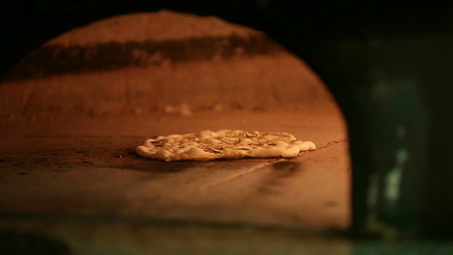 Flatbread cooked in the oven. Close up