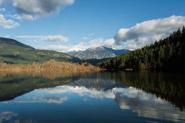 Fototapeta na wymiar mountain reflection in lake canada