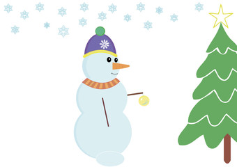 Елка и снеговик