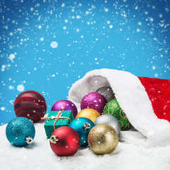 Naklejka na ściany i meble Christmas balls and gifts