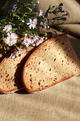 Fototapeta na wymiar Bread And Flowers