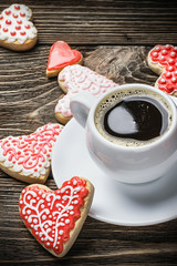 Heart shaped cookies baked on valentines day