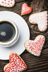 Heart shaped cookies baked on valentines day