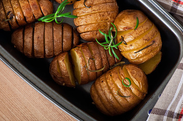 Baked potatoes with rosemary and garlic