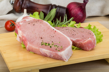 Raw pork steak