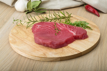 Raw tuna steak