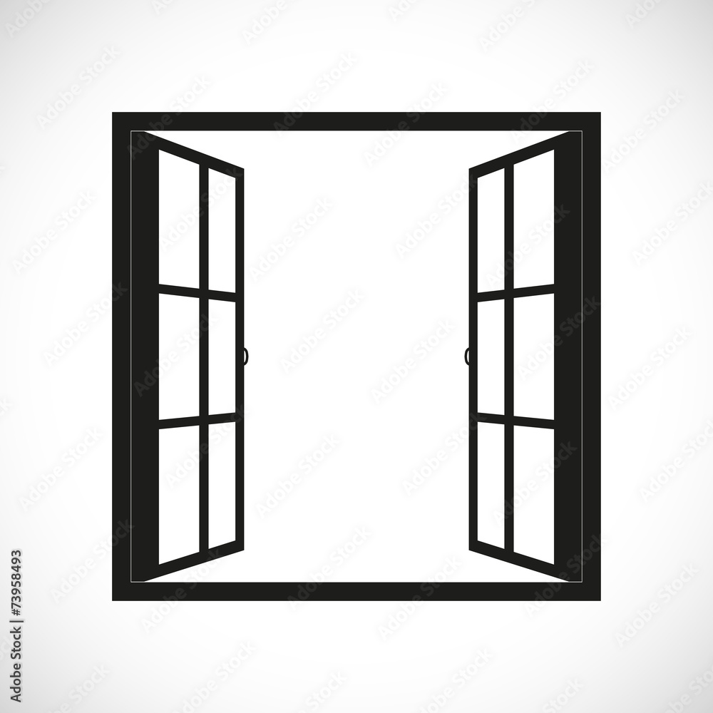 Wall mural windows-half open window vector