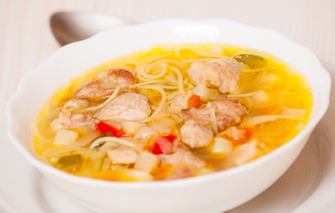 chicken soup with noodle and vegetables
