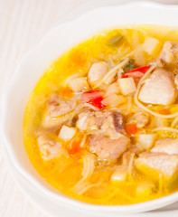 chicken soup with noodle and vegetables