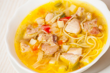 chicken soup with noodle and vegetables