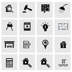 Obraz premium Vector black real estate icons set