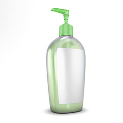 Green bottle with soap