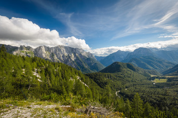 Fototapeta na wymiar Alps mountains view from Mangart peak. Slovenia.