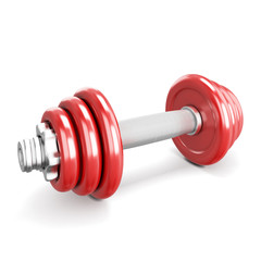 Red dumbbells on white background.