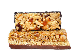 Chocolate Muesli Bar isolated on white background