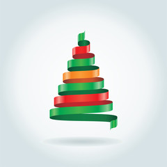 Christmas card with ribbon tree. Vector