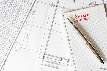 Home repair, scheduling repairs in the notebook