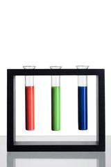 Red, green and blue test tube rack
