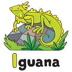 Little iguana for ABC. Alphabet I